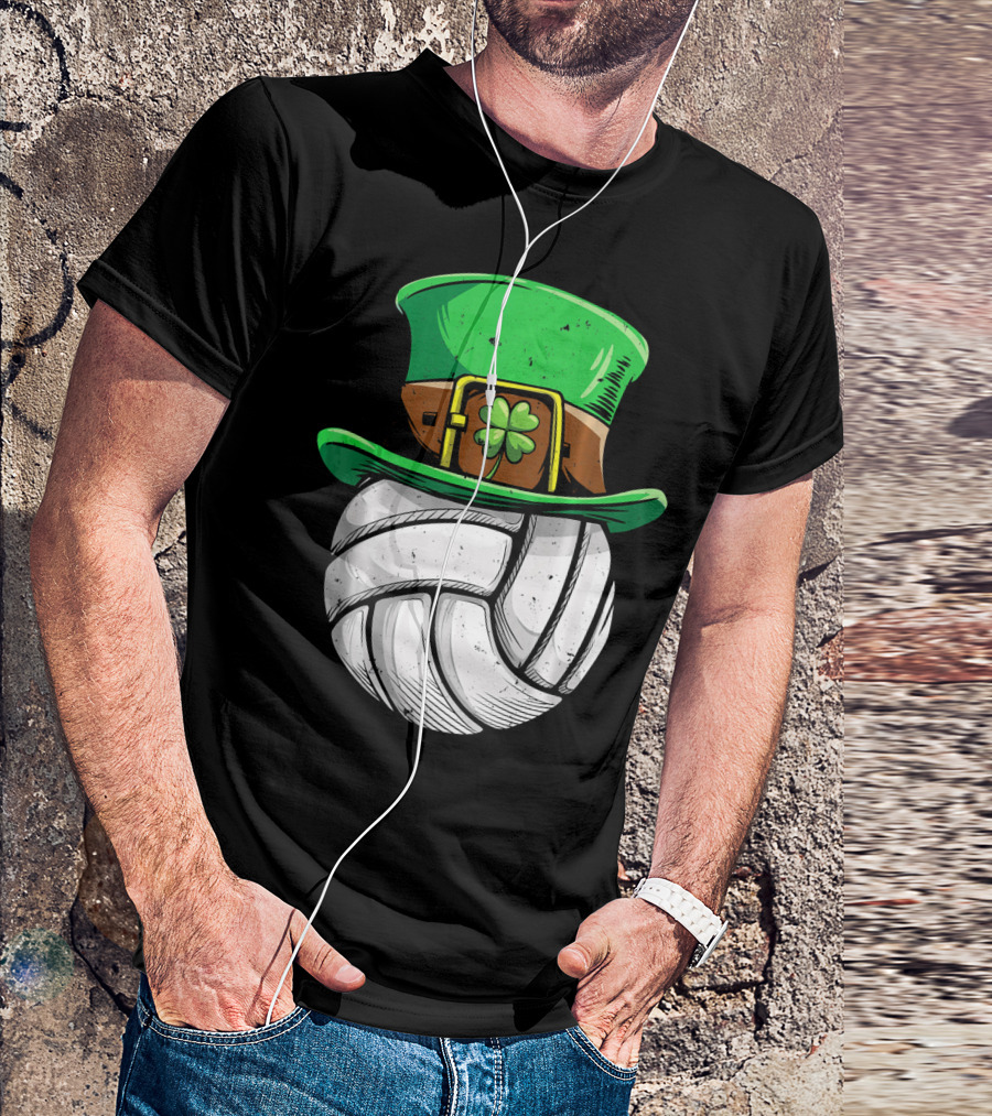Volleyball Leprechaun Hat With Shamrock T-Shirt
