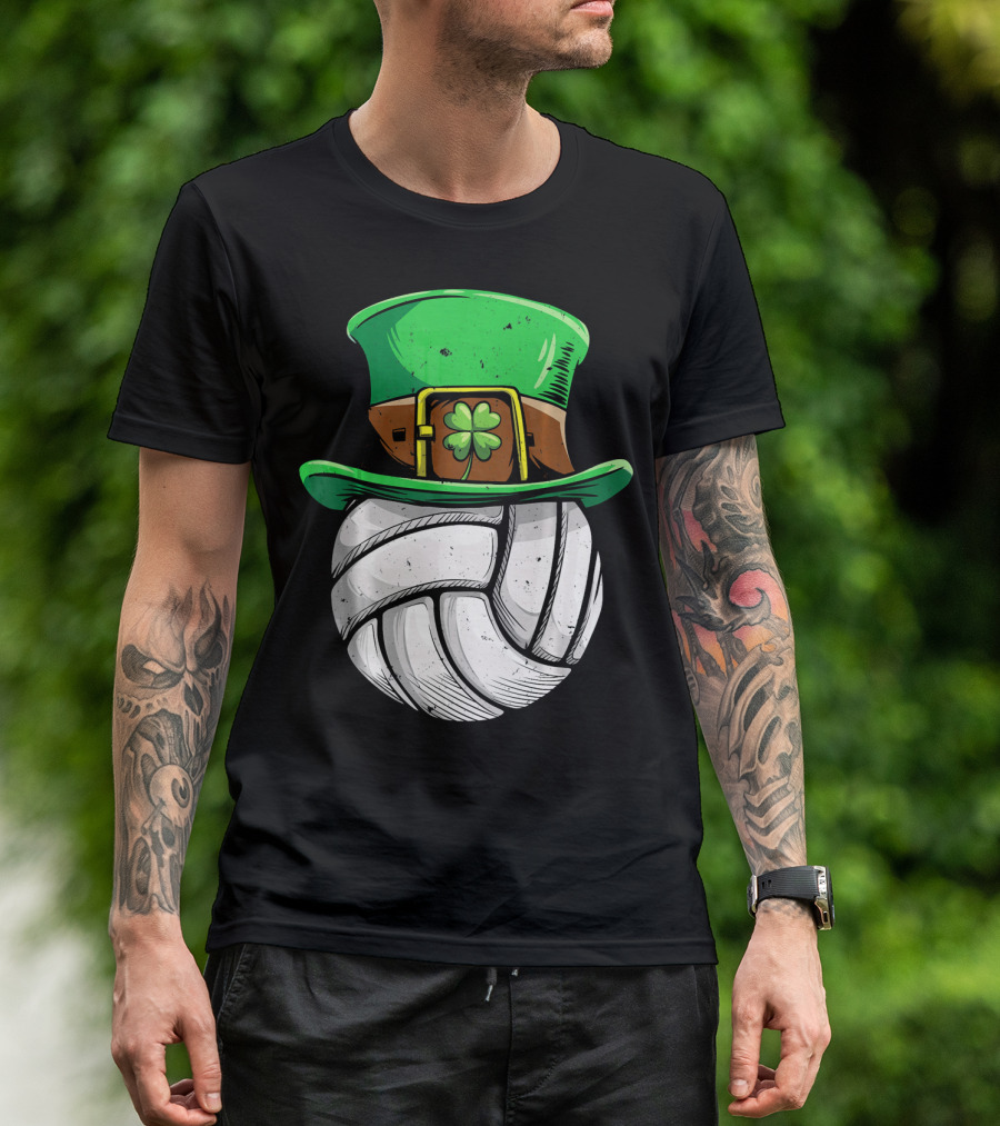 Volleyball Leprechaun Hat With Shamrock T-Shirt