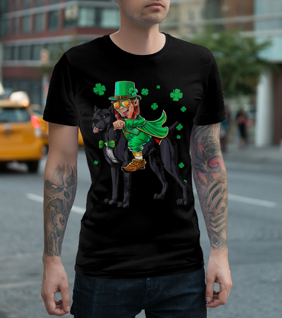 Leprechaun Cane Corso Mastiff with Shamrock Elements T-Shirt