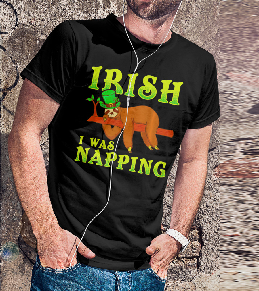Irish I Was Napping Funny St Pats Day Sloth Hat T-Shirt
