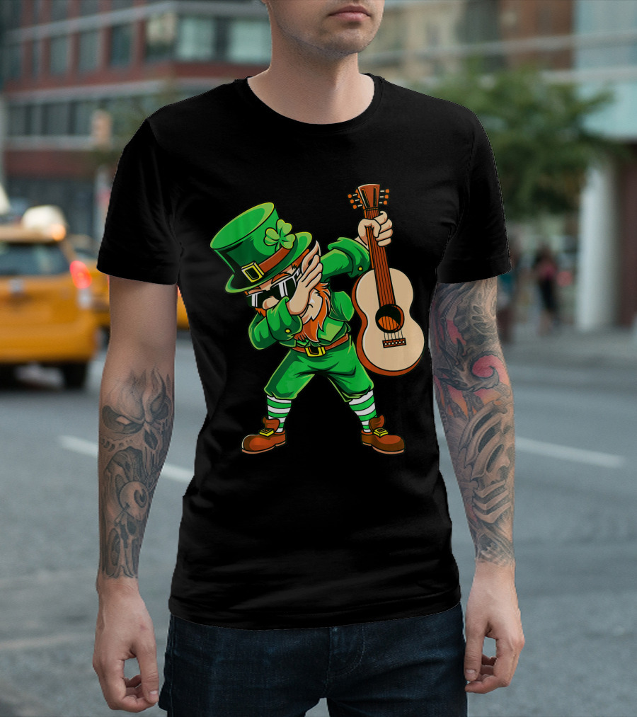 Dabbing Leprechaun with Guitar for St Patrick's Day T-Shirt