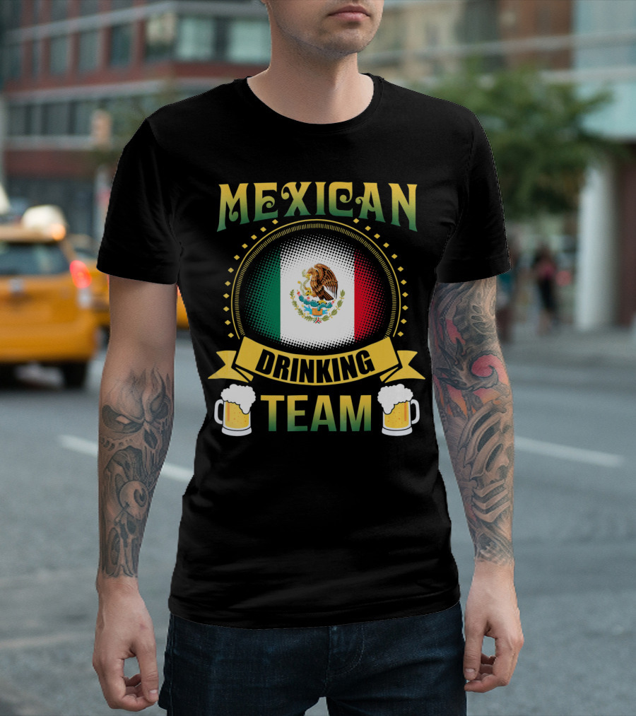 Mexican Drinking Team Patricks Day Flag And Beer Mug T-Shirt