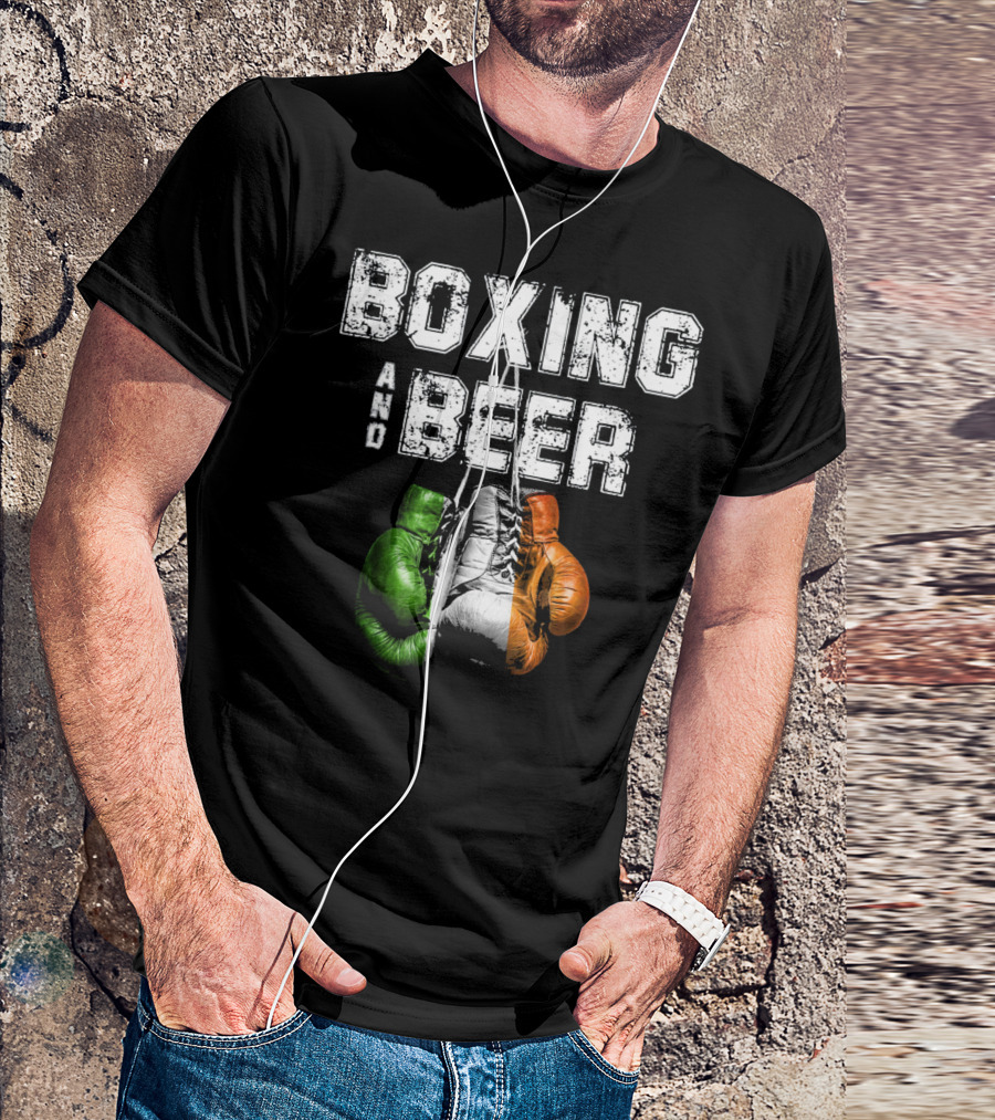 Boxing And Beer Irish Flag Colors Humor T-Shirt