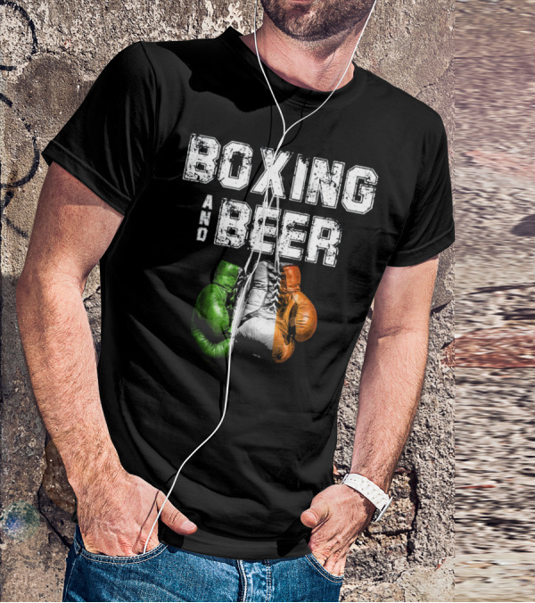Boxing And Beer Irish Flag Colors Humor T-Shirt