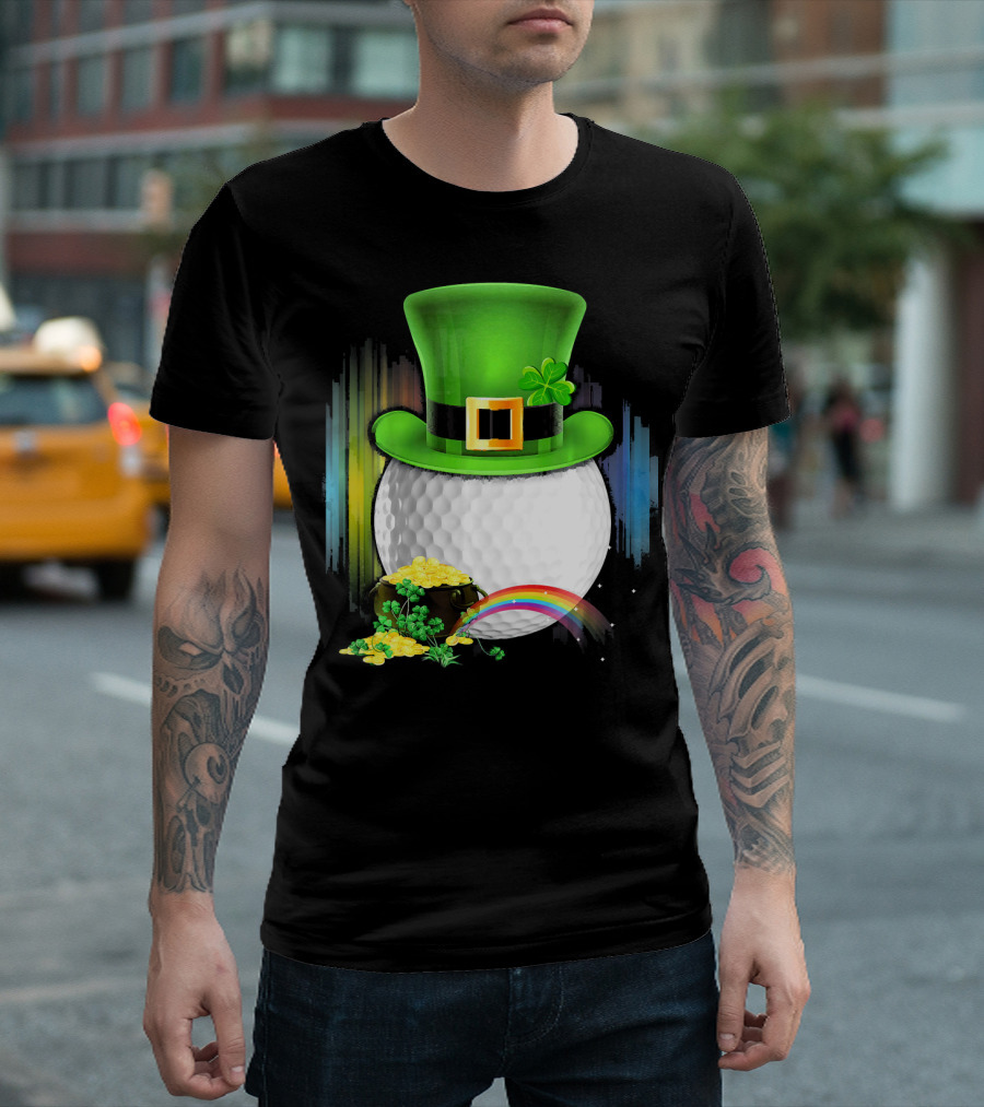 Golf Leprechaun Coin Rainbow Saint Patrick's Day T-Shirt