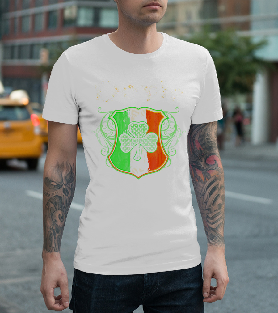 Doyle Irish Last Name Shamrock Shield Irish Flag T-Shirt