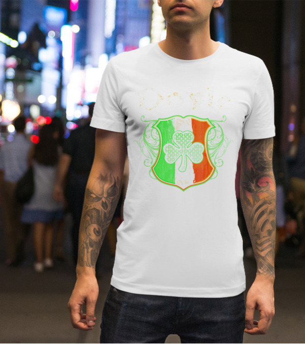 Doyle Irish Last Name Shamrock Shield Irish Flag T-Shirt