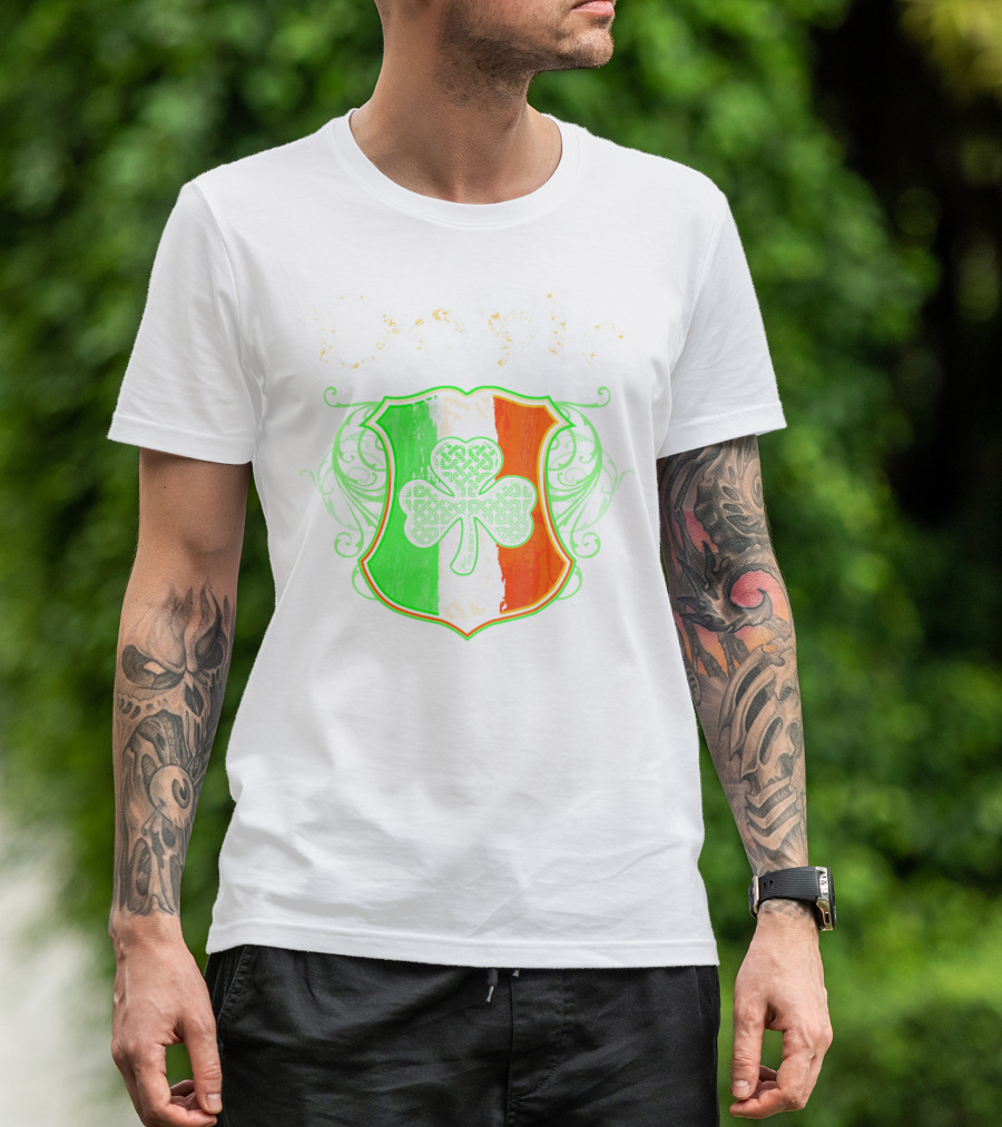 Doyle Irish Last Name Shamrock Shield Irish Flag T-Shirt