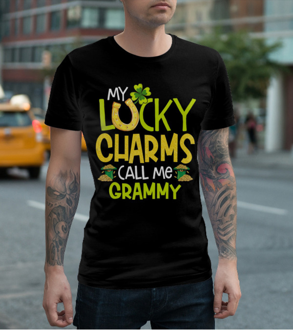 My Lucky Charms Call Me Grammy With Horseshoe Clover Gold Pots T-Shirt