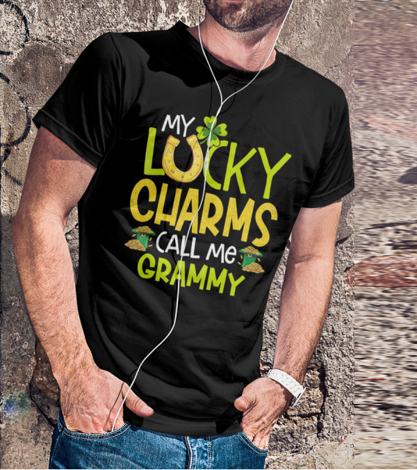 My Lucky Charms Call Me Grammy With Horseshoe Clover Gold Pots T-Shirt