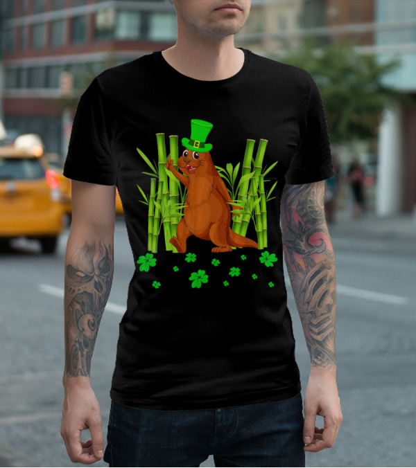 Leprechaun Otter St Patricks Day Shamrock Bamboo T-Shirt