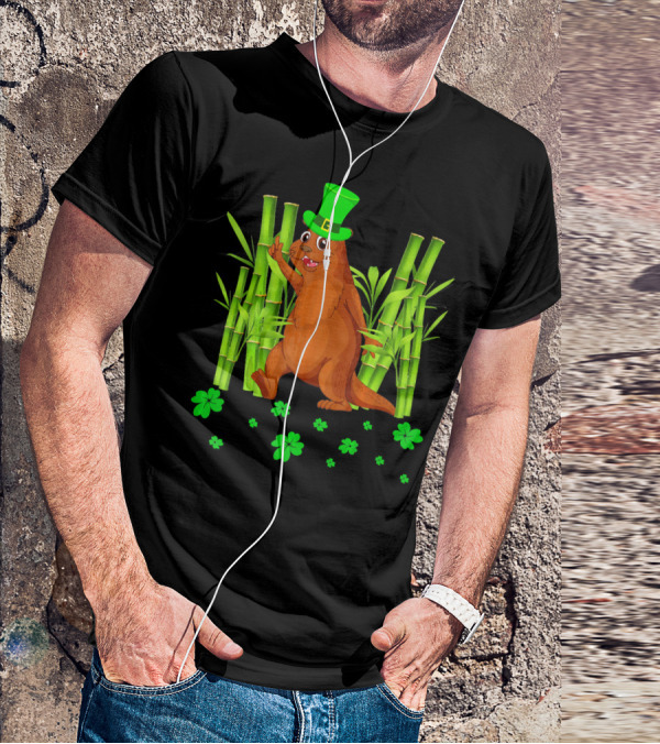 Leprechaun Otter St Patricks Day Shamrock Bamboo T-Shirt