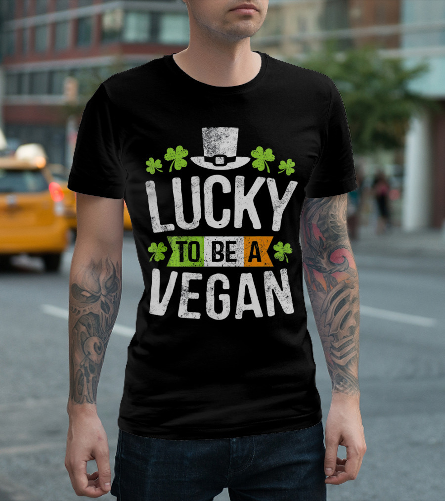 Lucky To Be A Vegan Funny St Patrick's Day Shamrock Hat T-Shirt