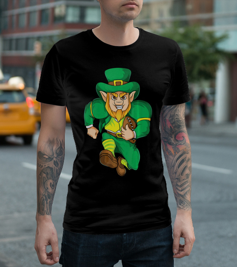 Irish Football Leprechaun St Patricks Running With Ball T-Shirt