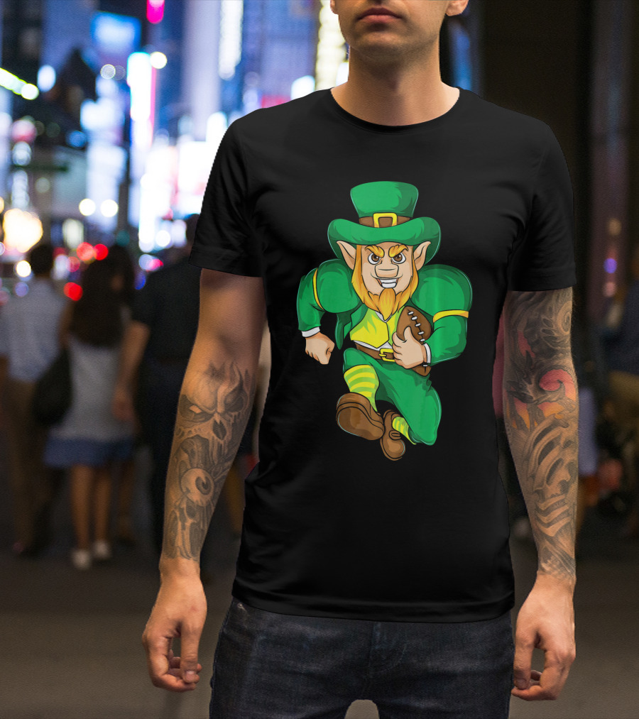 Irish Football Leprechaun St Patricks Running With Ball T-Shirt