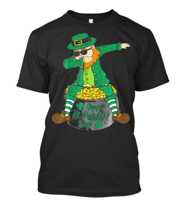Happy St. Patrick's Day Dabbing Leprechaun Sitting On Gold T-Shirt