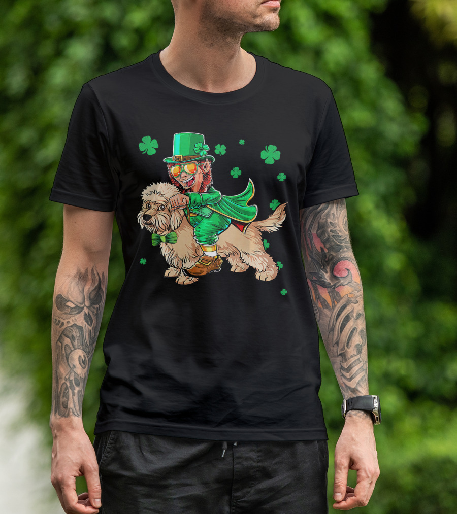 Leprechaun Dandi Dinmont Terrier Shamrock St. Patrick's Day T-Shirt