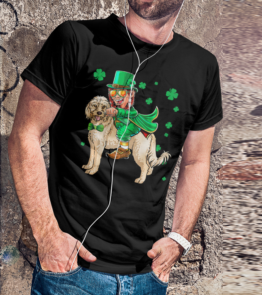 Leprechaun Riding Cockapoo With Shamrocks For St. Patrick's Day T-Shirt