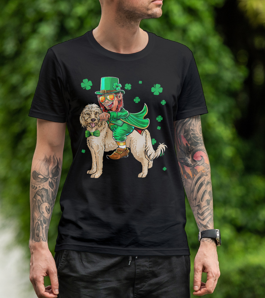 Leprechaun Riding Cockapoo With Shamrocks For St. Patrick's Day T-Shirt