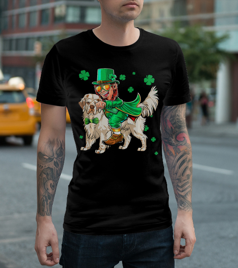 Leprechaun Clumber Spaniel Shamrock St. Patrick's Day T-Shirt