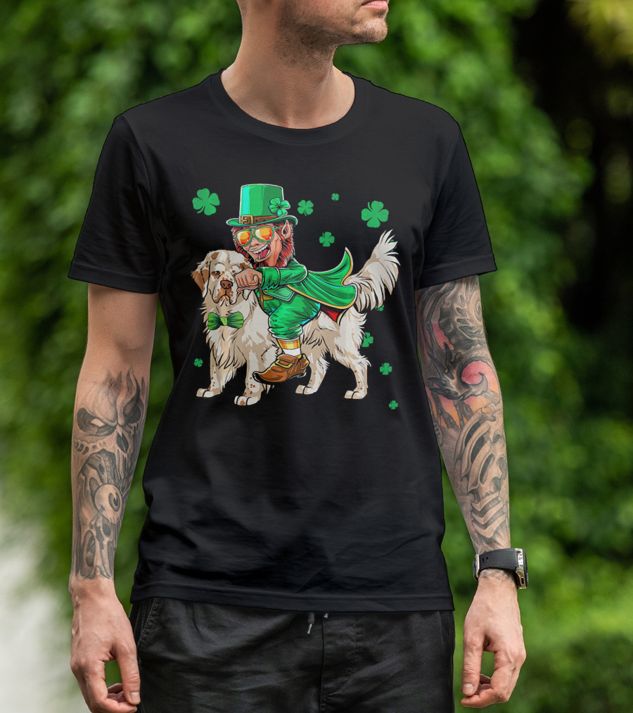 Leprechaun Clumber Spaniel Shamrock St. Patrick's Day T-Shirt