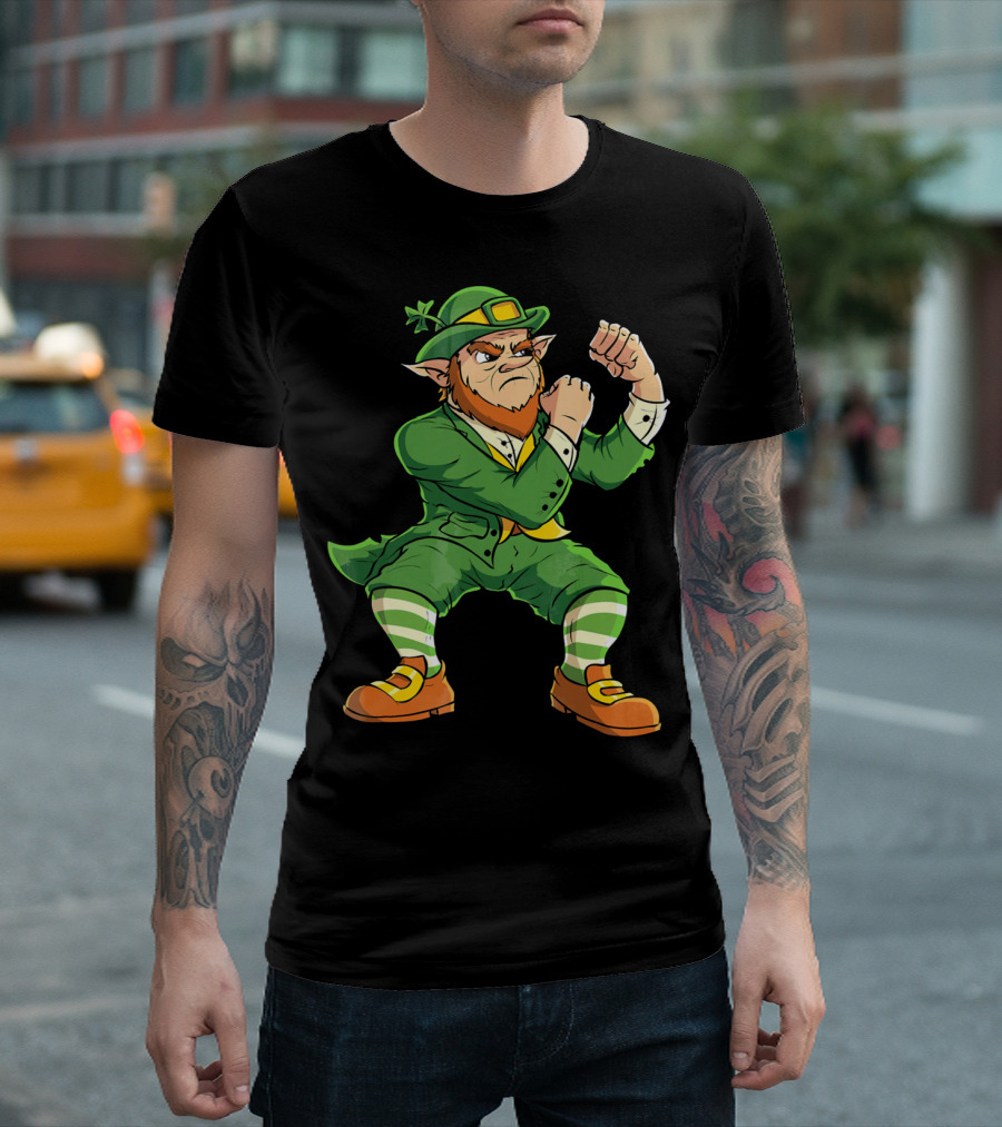 Angry Leprechaun Fist Fighting Saint Patrick's Day Iconic T-Shirt
