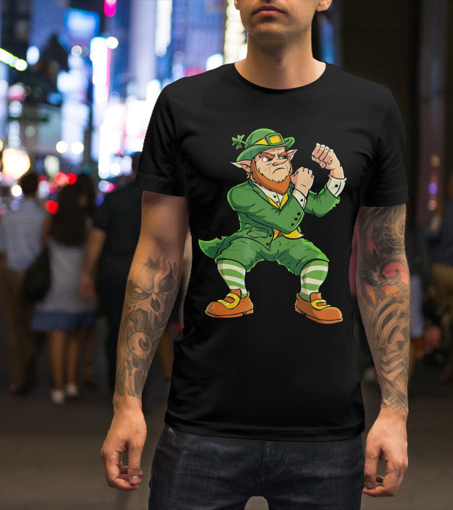 Angry Leprechaun Fist Fighting Saint Patrick's Day Iconic T-Shirt