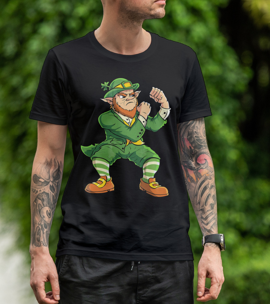Angry Leprechaun Fist Fighting Saint Patrick's Day Iconic T-Shirt