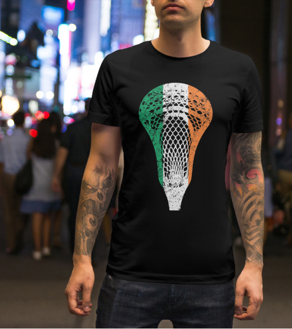 Irish Lacrosse Ireland Tricolor Lacrosse Stick Net T-Shirt