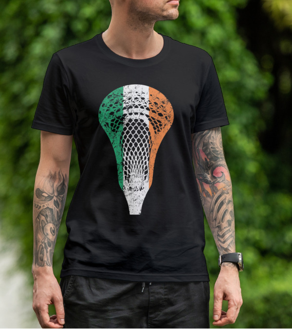 Irish Lacrosse Ireland Tricolor Lacrosse Stick Net T-Shirt