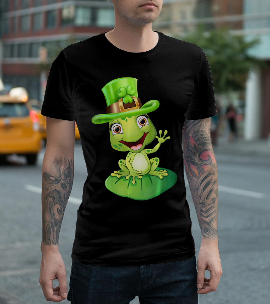 St. Patrick's Day Cute Frog In Green Hat T-Shirt