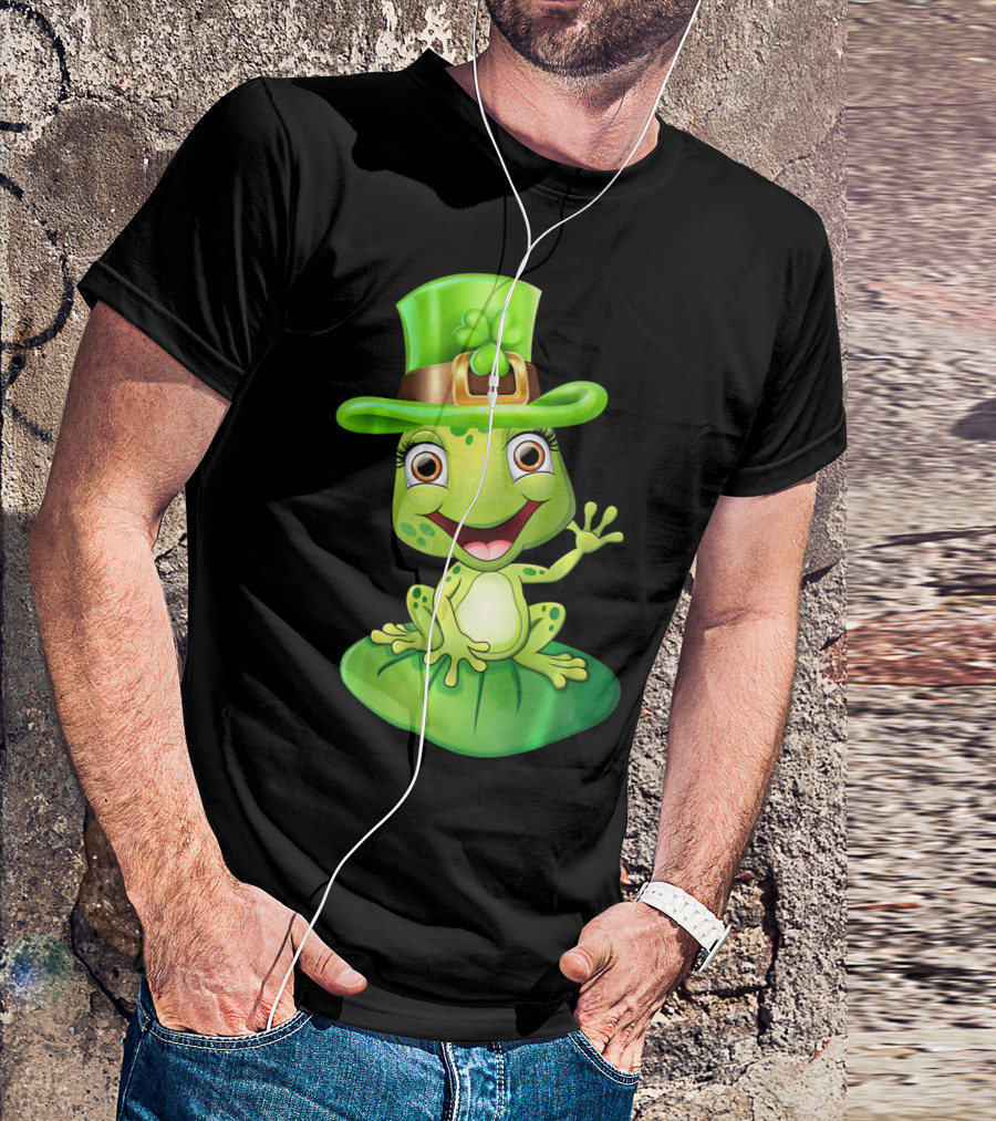 St. Patrick's Day Cute Frog In Green Hat T-Shirt
