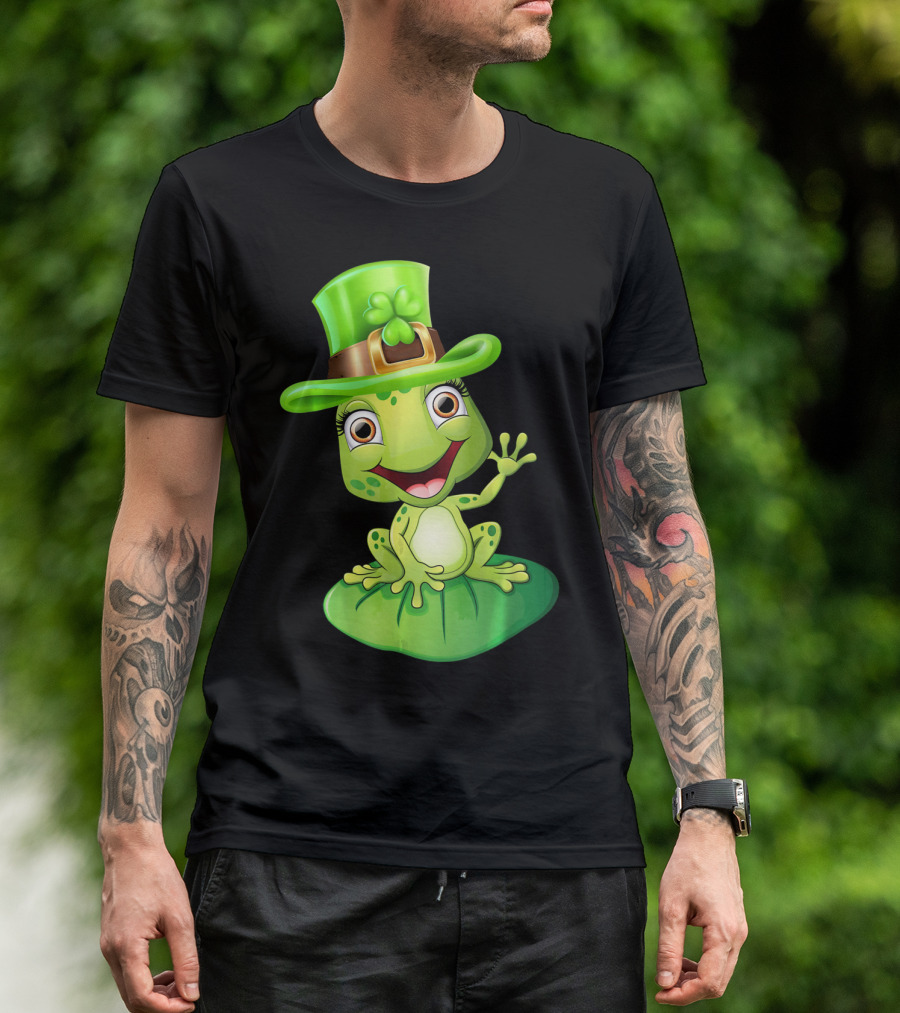 St. Patrick's Day Cute Frog In Green Hat T-Shirt