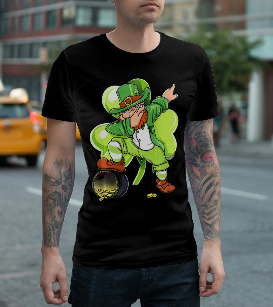 Dabbing Leprechaun St Patricks Day Shamrock Pot of Gold T-Shirt