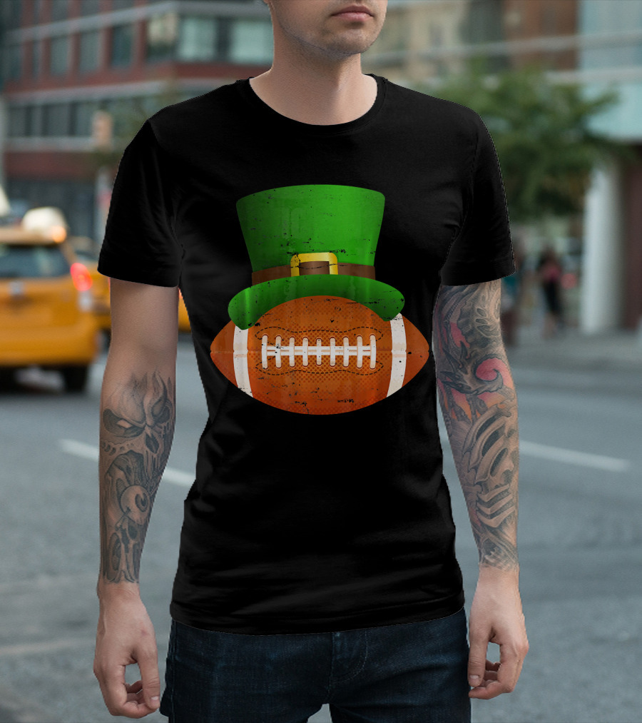 Funny St Patricks Leprechaun Football Hat Luck T-Shirt