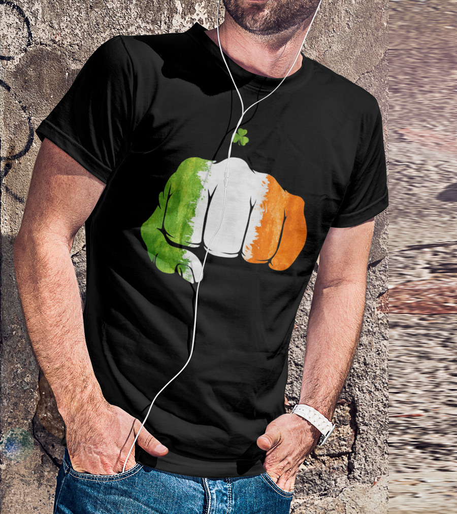 Irish Fighting Fist With Tricolor And Shamrock Mixed Martial Arts T-Shirt