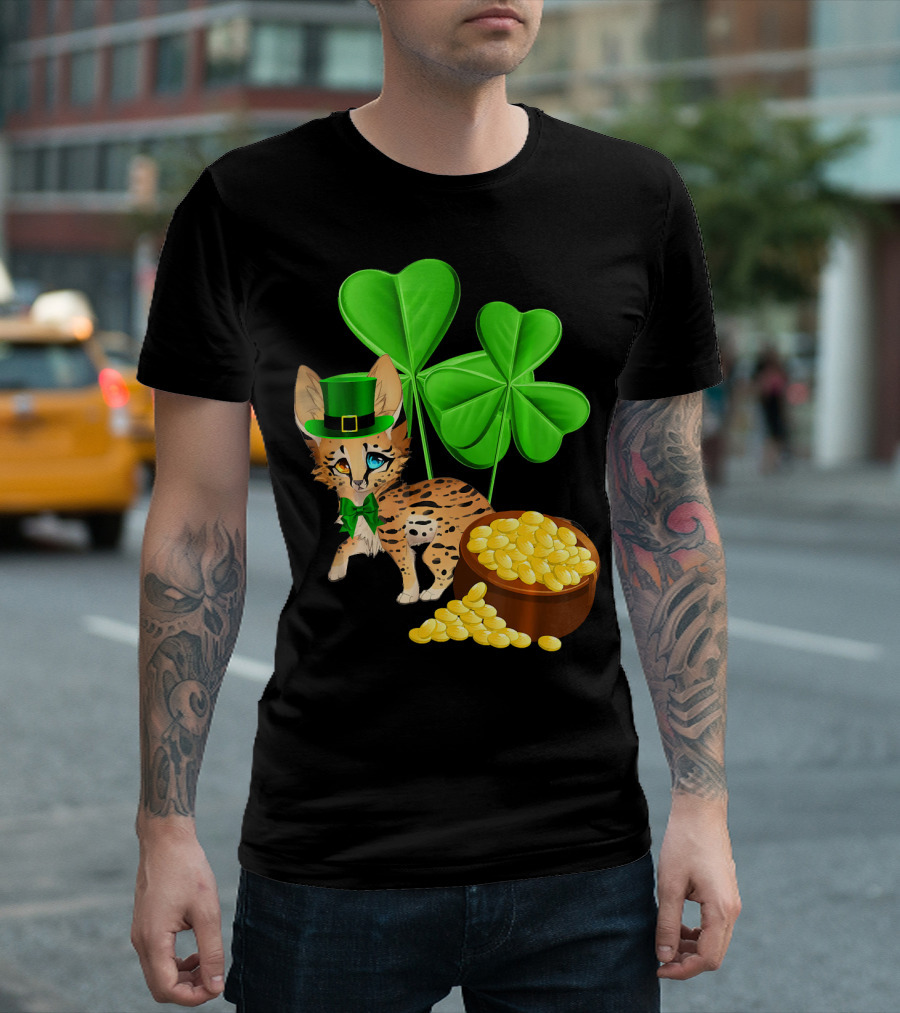 Ocicat St Patricks Day Leprechaun With Shamrocks And Gold Coins T-Shirt