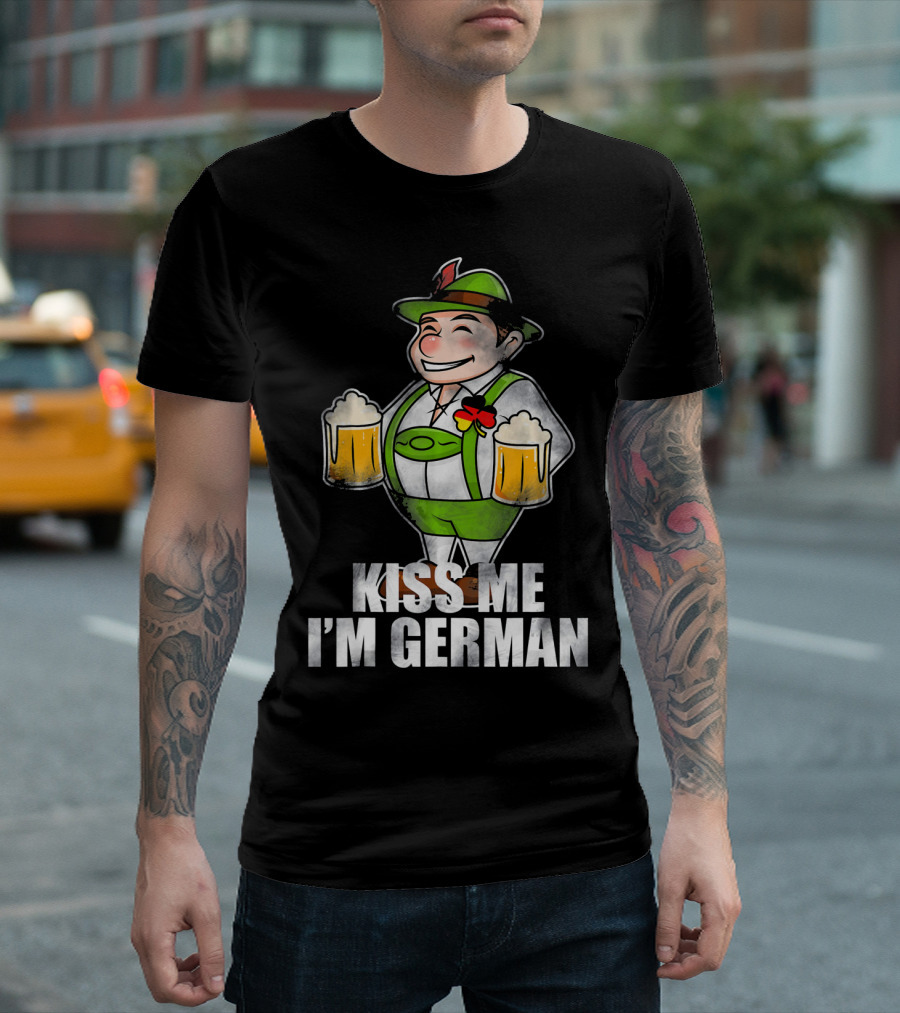 Kiss Me I'm German St Patrick's Day Lederhosen Beer T-Shirt