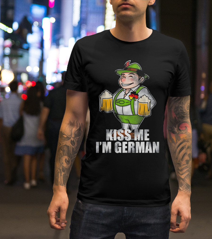 Kiss Me I'm German St Patrick's Day Lederhosen Beer T-Shirt