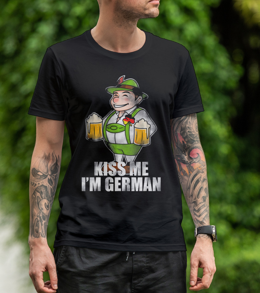 Kiss Me I'm German St Patrick's Day Lederhosen Beer T-Shirt