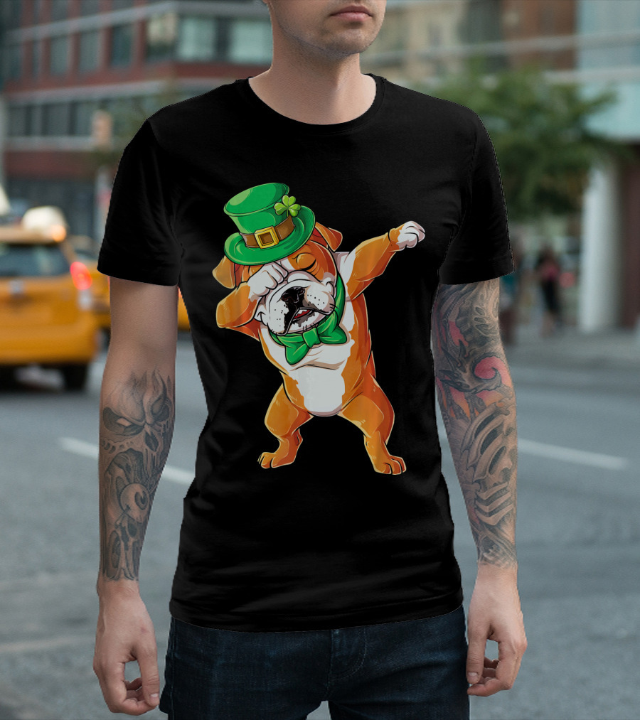 St. Patrick's Day Dabbing English Bulldog T-Shirt