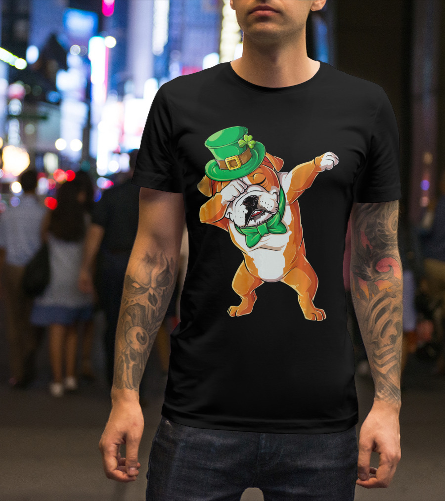 St. Patrick's Day Dabbing English Bulldog T-Shirt