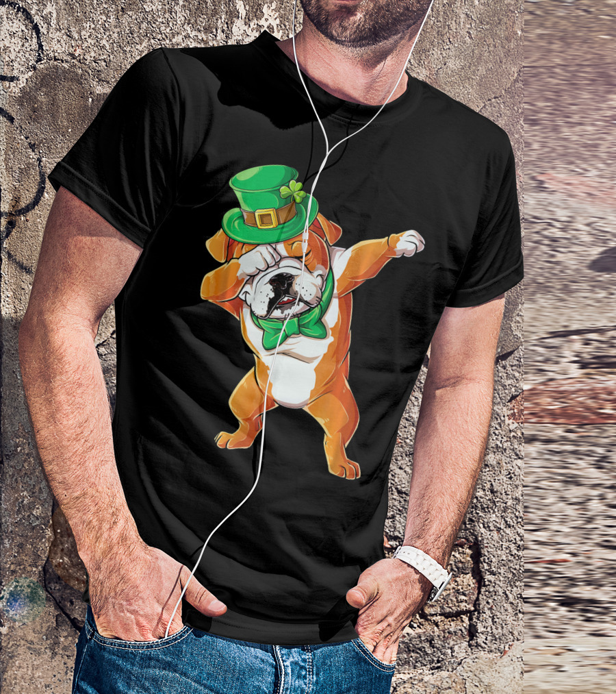 St. Patrick's Day Dabbing English Bulldog T-Shirt