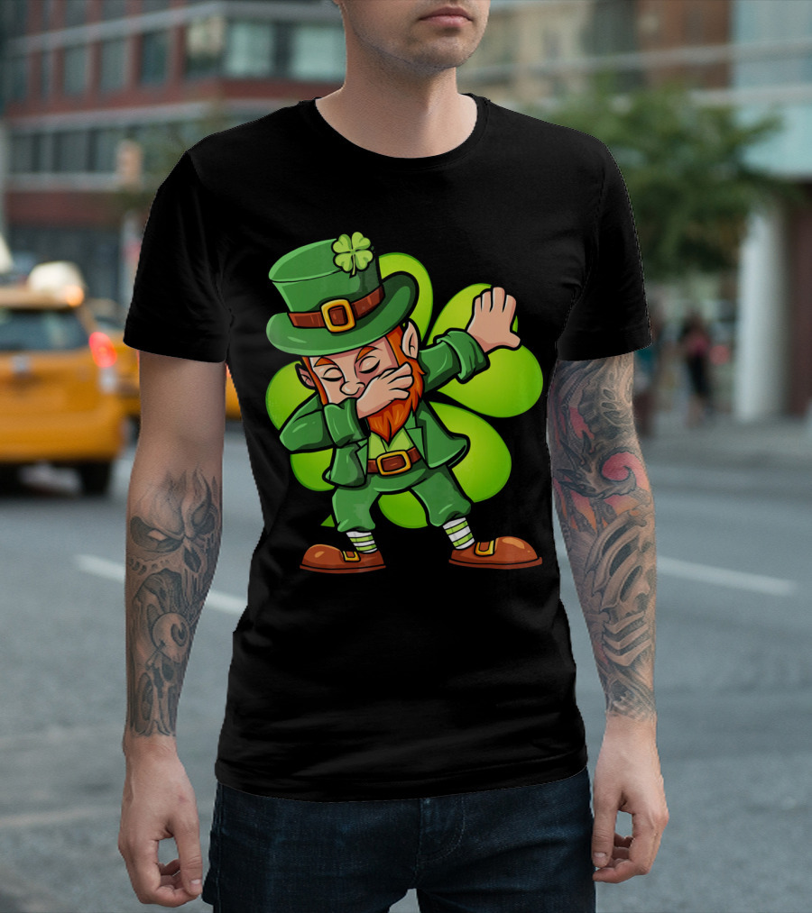 Dabbing Leprechaun With Clover St Patrick's Day Luck T-Shirt