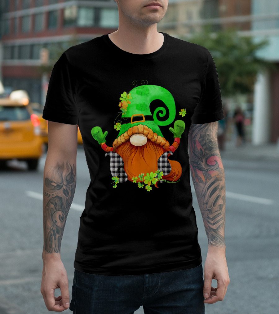 St. Patricks Day Leprechaun Gnome with Shamrock and Green Hat T-Shirt