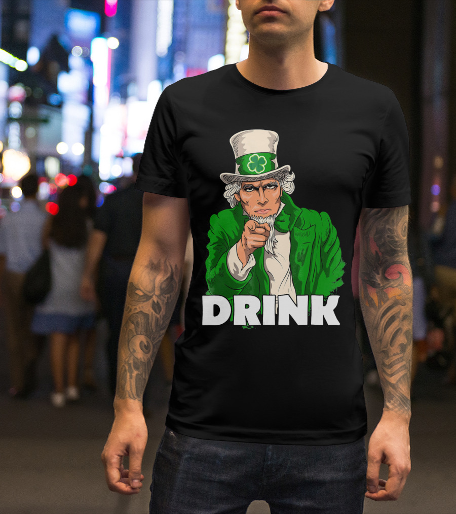 Irish Leprechaun Uncle Sam St Patricks Drink T-Shirt