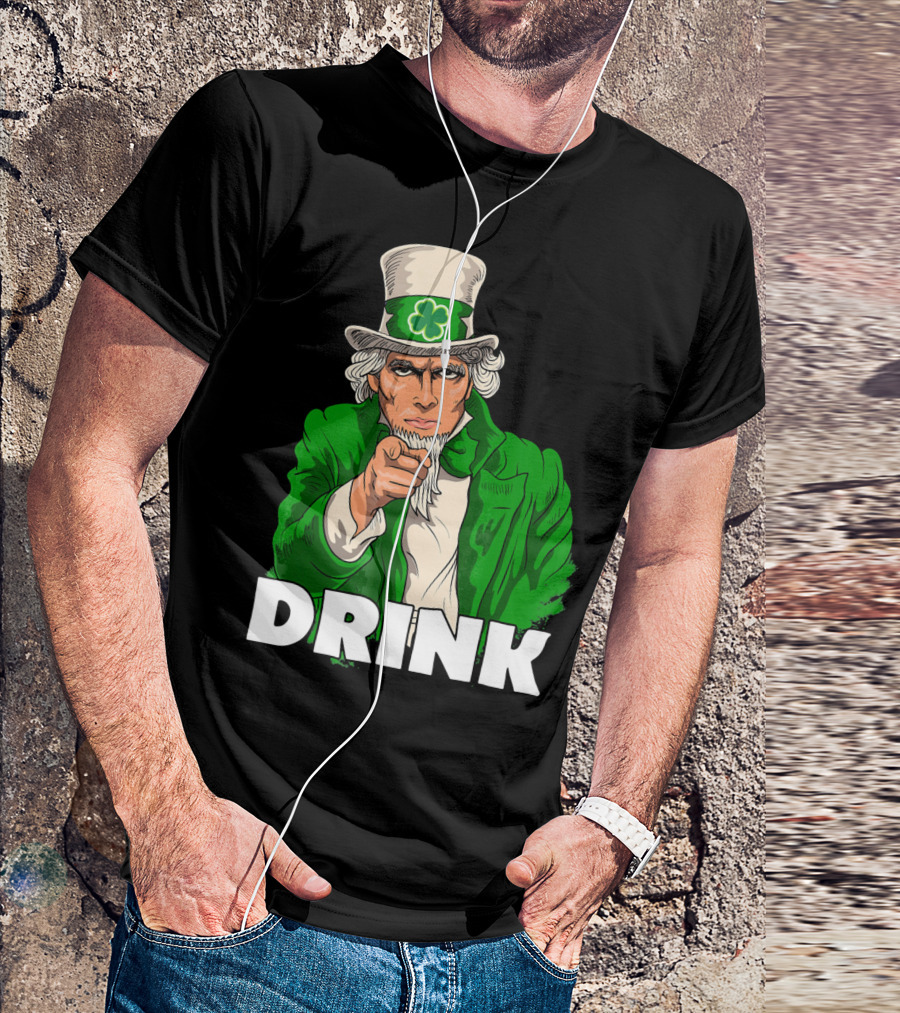 Irish Leprechaun Uncle Sam St Patricks Drink T-Shirt