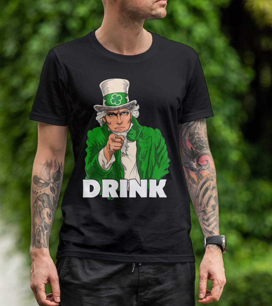Irish Leprechaun Uncle Sam St Patricks Drink T-Shirt