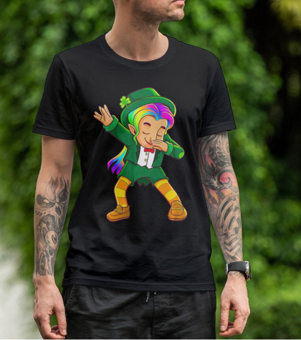 Dabbing Rainbow Leprechaun Girl St Patrick's Day T-Shirt