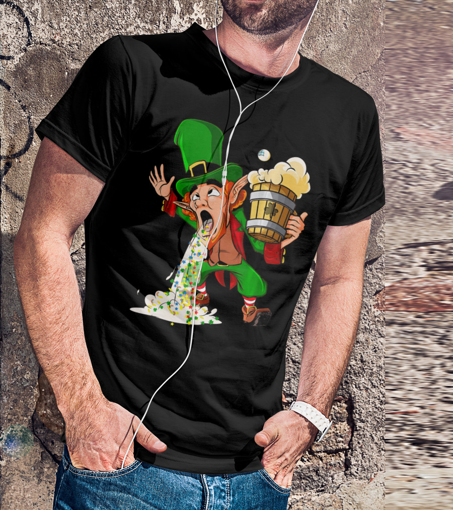 Funny Puking Leprechaun St Patrick's Day Beer T-Shirt